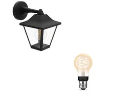 Philips Hue Juli Wandlamp voor Buiten Down (Zwart) – Buitenlamp – E27 – Warmwit Licht – Hue White Filament