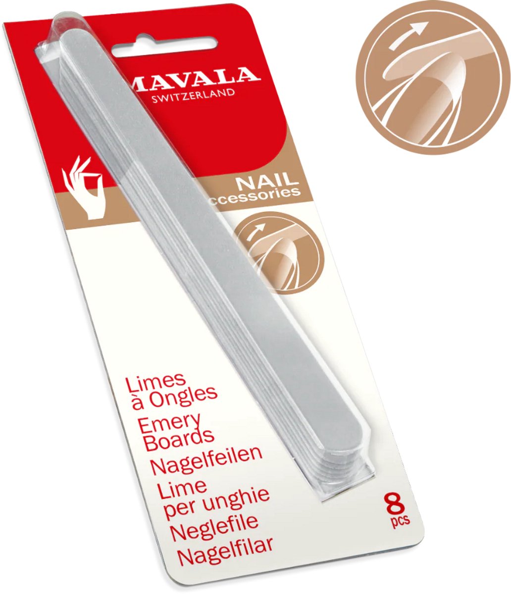 Mavala Emery Boards Nagelvijlen 8 Stuks – Dubbelzijdige Professionele Nagelvijl Voor Natuurlijke Nagels – Fijne & Medium Korrel Voor Vormen, Inkorten en Glad Vijlen – Sterke Kartonnen Nail Files Voor Manicure & Pedicure