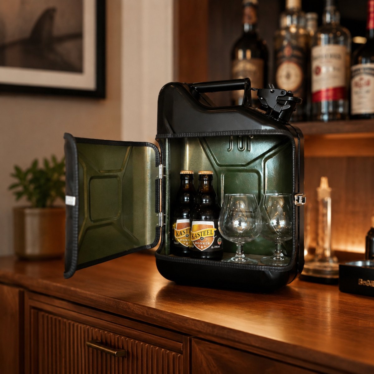 Jerrycan Giftset 10L – Zwart – Staal - Stoer en Multifunctioneel Cadeau