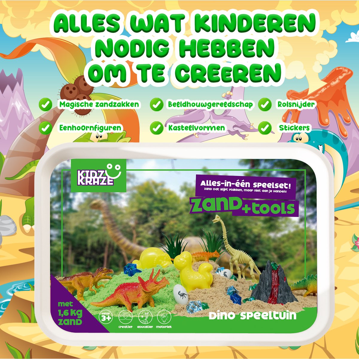 KidzKraze® Kinetisch Zand Bouwwereld - Kinetisch Speelzand - Magic Sand - Magisch Zand - Sensorisch Speelgoed - Gecertificeerd - Incl. Accessoires — afbeelding 9