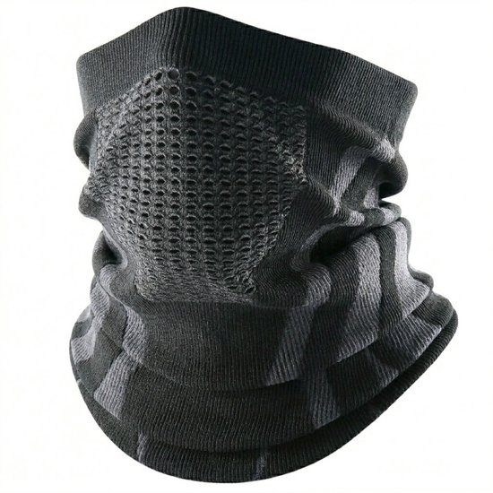 Zwart grijze nek warmer unisex gebreide hals warmer ademend winter sjaal gezicht bedekking outdoor wandelen fietsen skiën motor nek gaiter