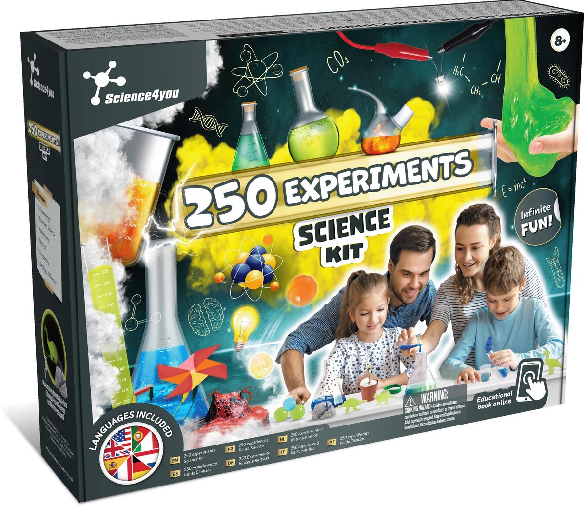 Science4you 250 Wetenschapsexperimenten - Beleef urenlang plezier met deze Educatieve Wetenschapsset, Leer Natuurkunde en Scheikunde, Educatief Speelgoed, Cadeaus voor Kinderen 8 9 10 11+