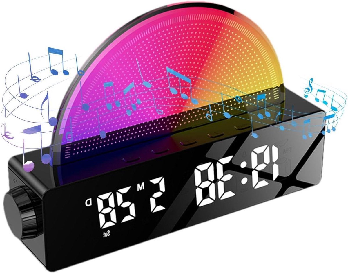 Wekker met Licht - Geleidelijke Wekker - Rustig Ontwaken - Zonsopgang Simulatie - 10 Kleuren - Zwart
