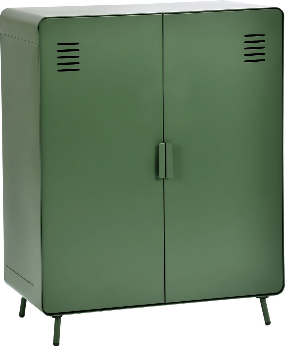 Metalen locker - Met deur en plank Afgeronde hoeken Ventilatie - Groen