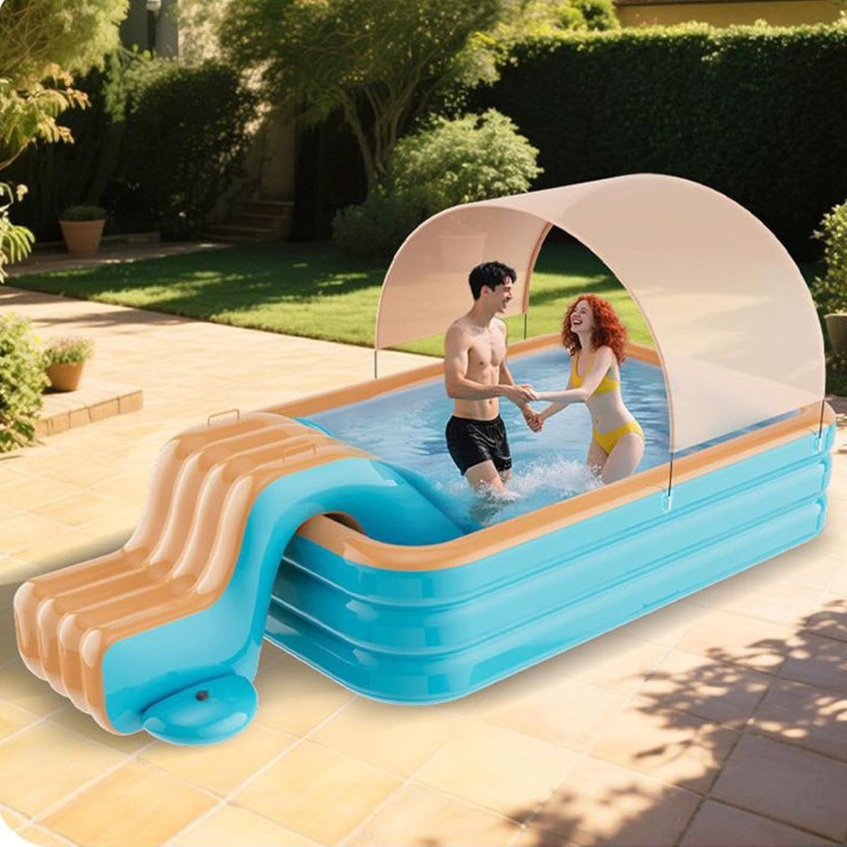 Opblaasbare Waterglijbaan - Speelgoed Zwembad - Waterpret Kinderen - Veilige Speelervaring - 175 x 105 x 75 cm - Oranje