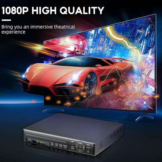 Dvd-speler - Cd-speler - Films Kijken - Regiovrij Afspelen - 1080P HD - Zwart — afbeelding 4