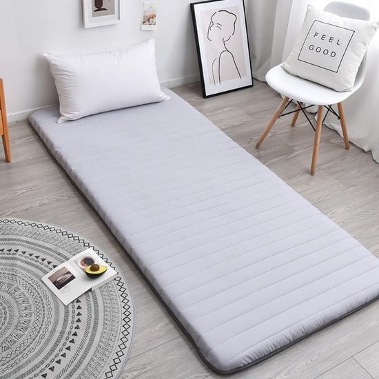 Japanse vloermatras - Dikke futonmat - Comfortabel slapen - Opvouwbaar en draagbaar - 80x190cm - Blauw — afbeelding 5