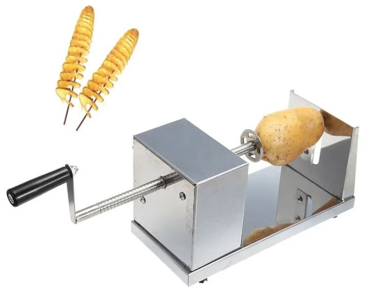 Stervia Aardappel Spiraal Snijder - Schijfjes Aardappel - Fruitsnijder - Groentesnijder - Handmatig - RVS - 25 x 12 x 14cm