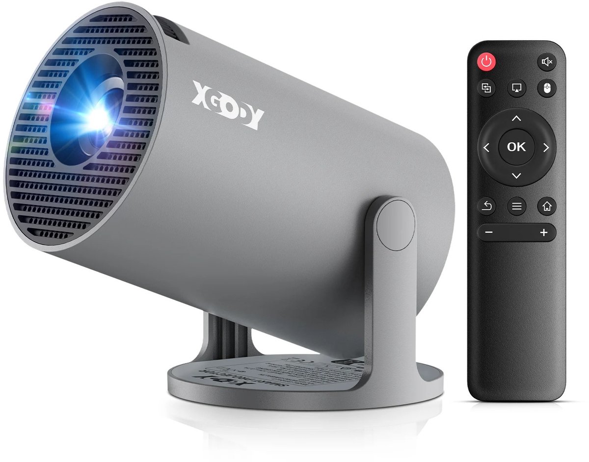 Golaro Mini Beamer - Projector - 4K/8K Support - Met Geïntegreerde Google TV - Android 14 - Draagbaar - Thuisbioscoop - Grijs