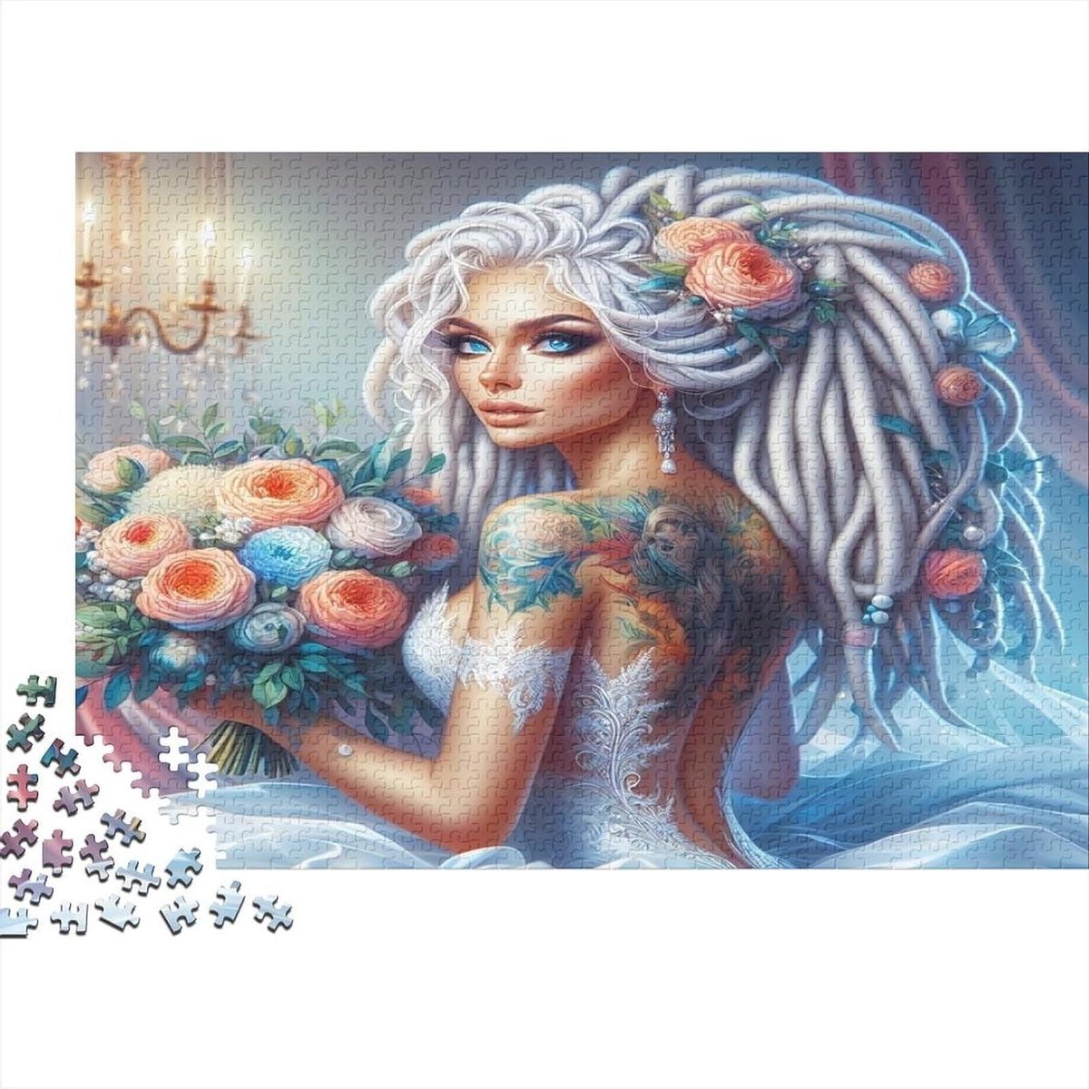 Meisjes Puzzel - Legpuzzel Volwassenen - Ontspanning Thuis - Gedetailleerd Bloemboeket - 70x50 cm - Stijl-9