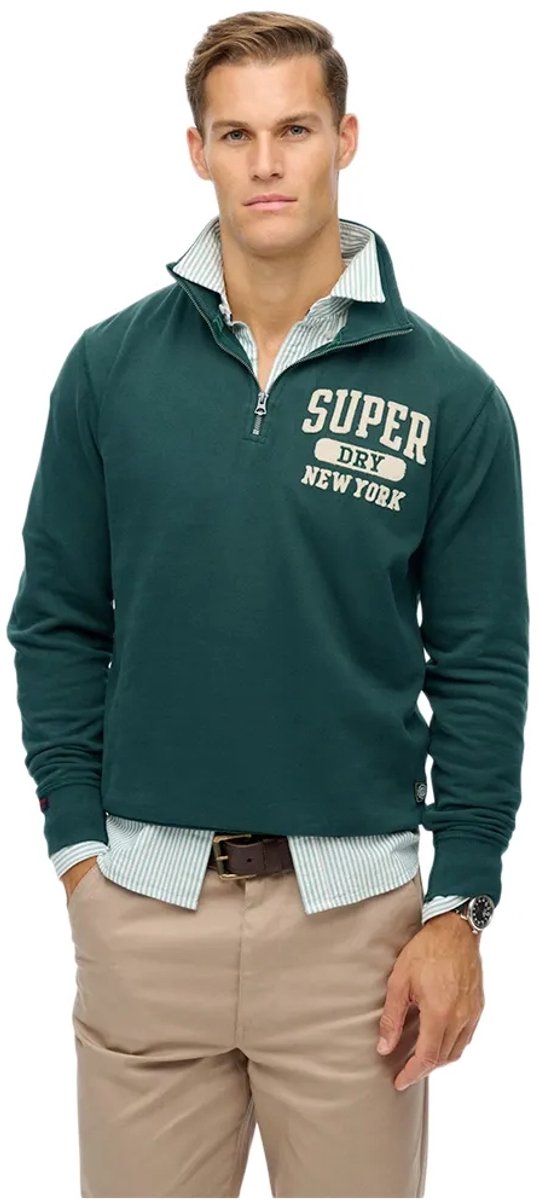 Superdry Vintage Athletic trui met halve rits Heren Truien Groen
