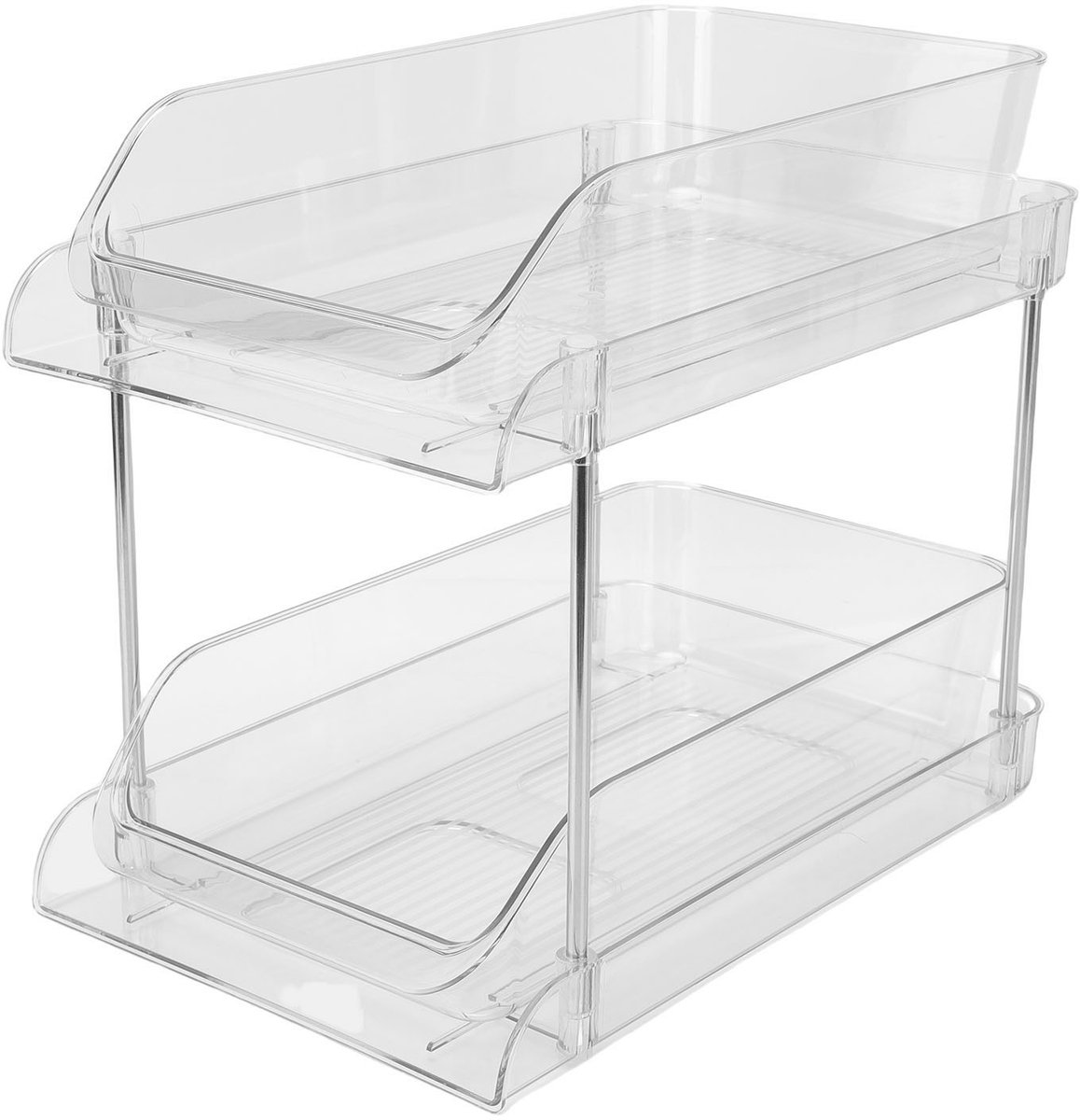 Uitschuifbare 2-Laags Onder Spoelbak Organizer – Transparante Onderkast Opberger voor Keuken & Badkamer – Ruimtebesparend Kastrek