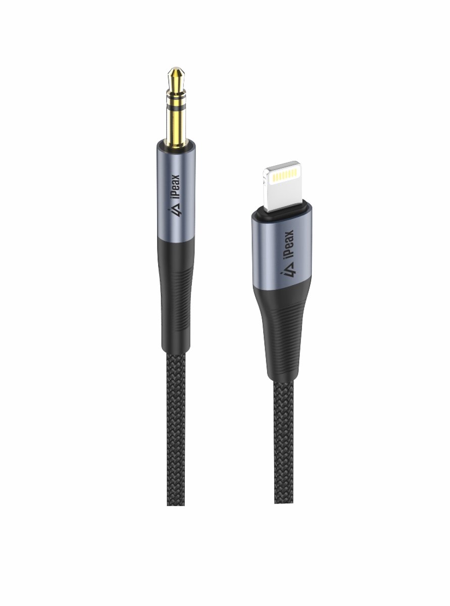 iPeax Lightning naar 3.5mm Audio Kabel – 1,5 Meter – Zwart