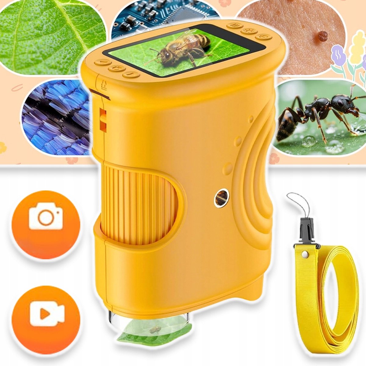 Microscoop Voor Kinderen 1000X Digitale Handmicroscoop Met HD-Scherm En Video-Opnamefunctie - Draagbare Miniscoop Stem-Speelgoed - Verjaardagscadeau Voor Jongens En Meisjes Van 3-12 Jaar