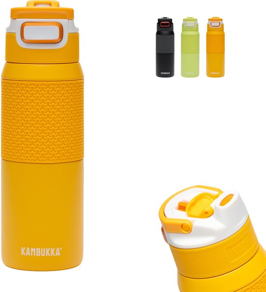 Bouteille d'eau isotherme Kambukka Elton 750 ml - Mango Maniac avec couvercle 3 en 1 et nettoyage facile - Oranje
