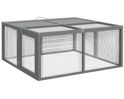 Konijnenhok Opvouwbaar Houten Kleintierhok met uitloop, opklapbaar dak en handgreep, natuurlijk hout, 110x105x50cm voor dwergkonijnen en cavia's