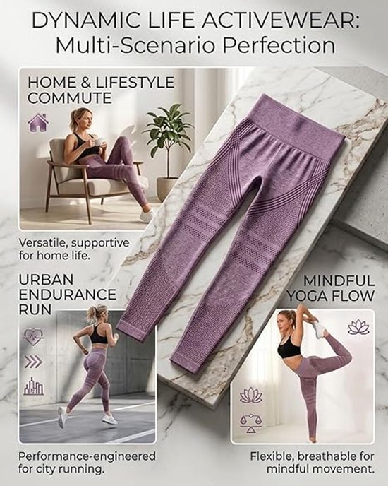 Anti-cellulitis-leggings - sportlegging voor dames - lange compressielegging billen push-up hoge taille ondoorzichtig - yoga pilates sportbroek - 1 stuk-Sportbroek - Roze - L — afbeelding 4