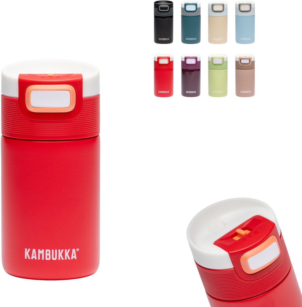 Kambukka Etna Koffie- en Thee Beker 300 ml - Thermosfles - Coral Crush