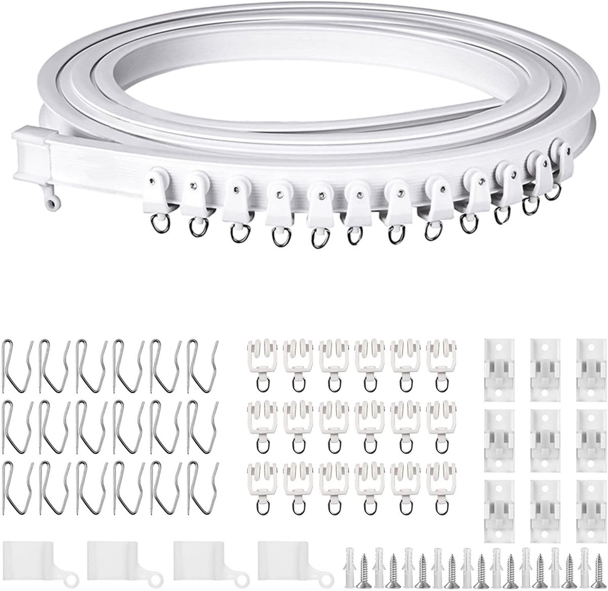 Dailygoods- Plafondrail 3 m - Flexibele Gordijnrail - Inclusief 18 Wielen/Haken - Eenvoudige Installatie - Stille Werking - Minimalistisch Design