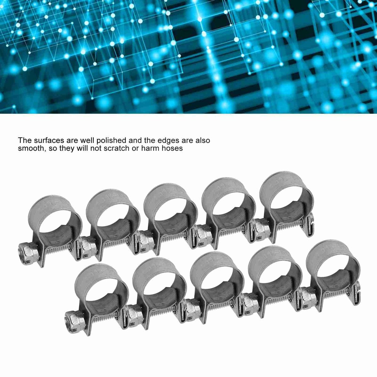 Dailygoods- Slangklemmen 10 Stuks - RVS 304 - Verstelbaar 6-20mm - Slangklemtang - Slangklemmen Assortiment - Roestvrij Staal - Slangklem