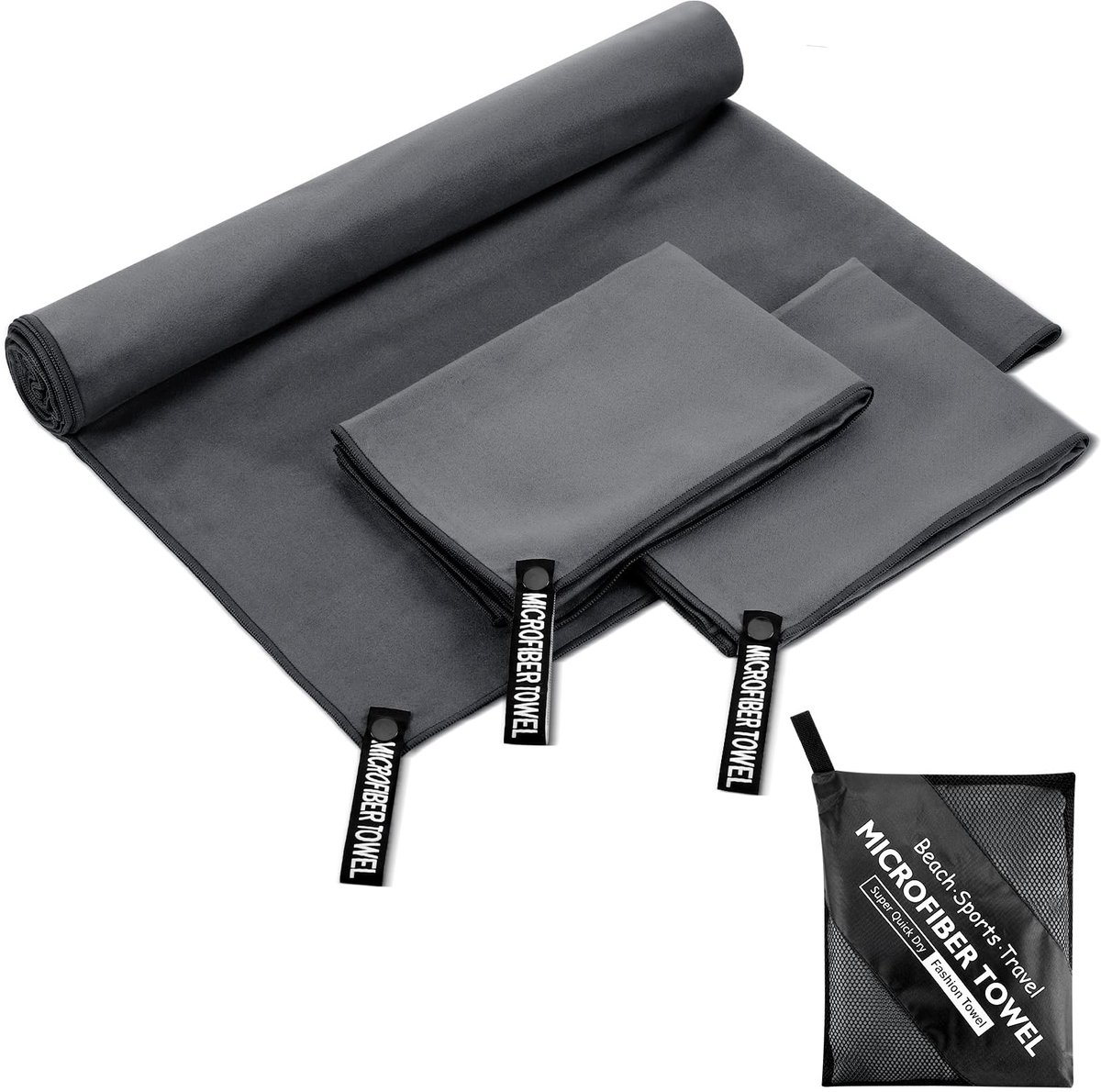 Dailygoods - Set van 3 Microvezel Handdoeken - Sneldrogend voor Sport en Reizen