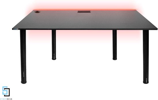 Gaming Bureau met LED Verlichting en USB Poorten - Zwart van Merkloos — afbeelding 3