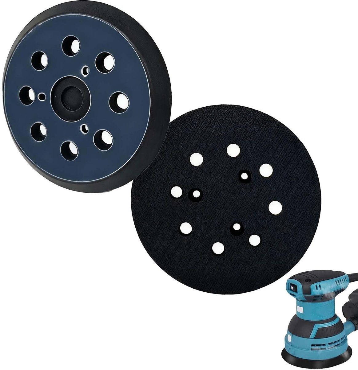 Dailygoods- Schuurpad 5 Inch - Vervangingspad met 8 Gaten - Geschikt voor Schuurmachine - Rubber - Duurzaam - Voor Houtbewerking - Efficiënte Stofafzuiging - Schuurmachine Schijf