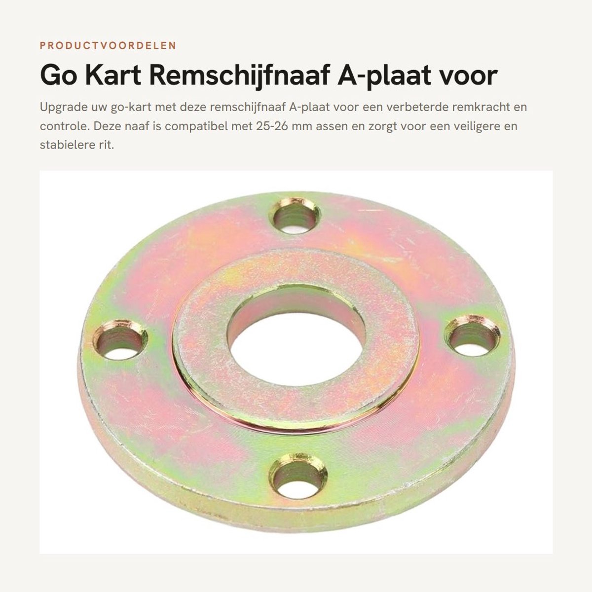 Dailygoods- Remschijfnaaf 26 Mm Stalen - Wielnaaf - Schijfremnaaf - 4 Voorgeboorde Noppengaten - Verbeterde Remkracht - Betrouwbaar Remmen