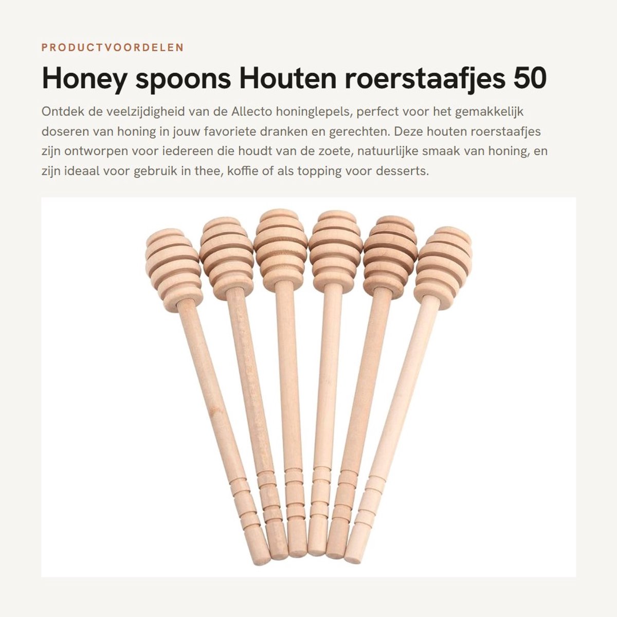 Dailygoods- Honinglepel Houten 50 Stuks - 16 cm - Roerstaafjes - Cadeau - Hoogwaardige Kwaliteit - Uniek Ontwerp - Honingdipper