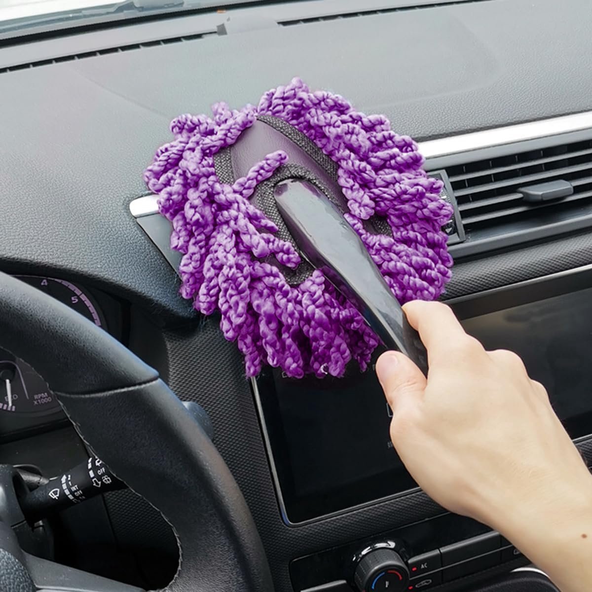 Autoborstel Microvezel - Stofwisser Auto - Auto Reinigen - Zonder Krassen - 2 Stuks - Paars