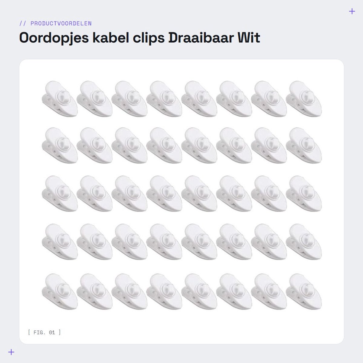 Dailygoods - Oordopjes kabel clips - Draaibaar - Wit - Kleding - Hoofdtelefoon - Bevestiging - 360 graden - Geschikt voor oortelefoon kabels - Wit model