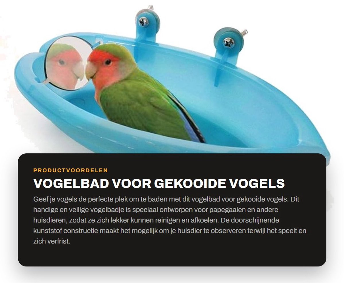 Dailygoods- Vogelbad met Spiegel - Vogelbadje Binnenkooi - Vogeldrinkschaal - Vogelbad Gemaakt van Duurzaam Kunststof - Robuust en Makkelijk te Reinigen - Geschikt voor Papegaaien - Vogeldouche