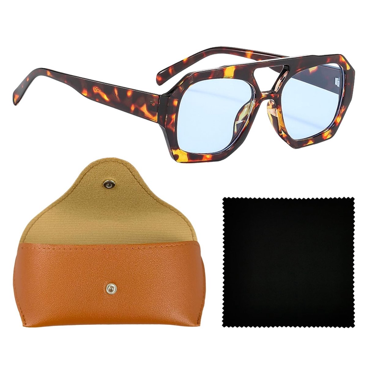 Dailygoods- Glazen Zonnebril Onregelmatig Design - Retro Zonnebril - Klassieke Zonnebril - Inclusief Opbergdoos - Microvezeldoek - Bruin/zwart