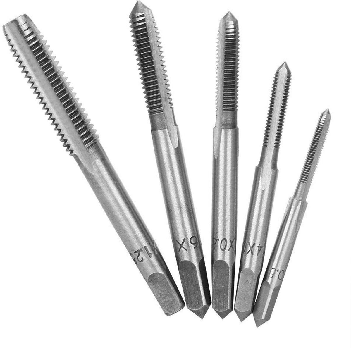 Dailygoods- Tap Set 5 Stuks - Handmatige Tap - Snelstaal - Draadsnijden - M3/M4/M5/M6/M8 - Roestbestendig - Draadkappen