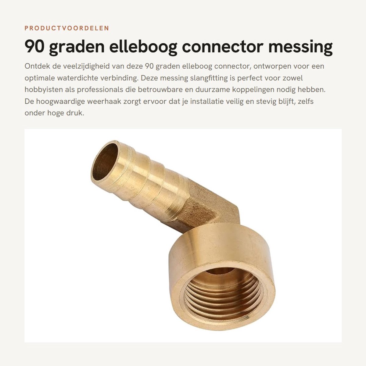 Dailygoods- Elleboog Connector 90 Graden - Messing Snelkoppeling - G1/2 Binnendraad - Waterdichte Verbinding - 12 mm - 45 g Gewicht - Slangkoppeling