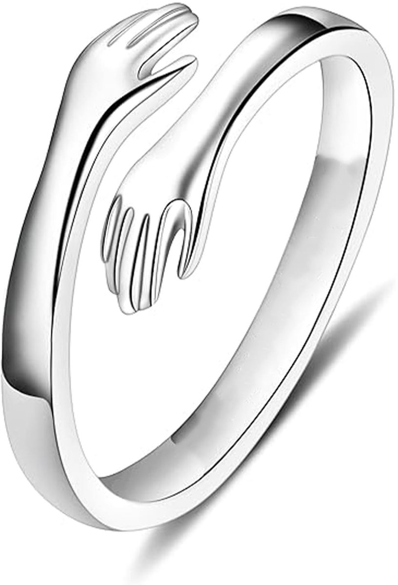 Dailygoods- Knuffelring verstelbaar - Innovatief ontwerp - Verzilverd materiaal - Hypoallergeen - Roestvrij - Zacht aanpassend design - Ring