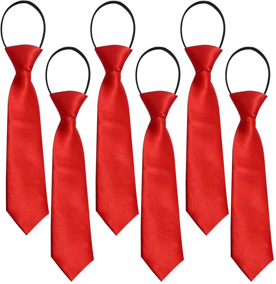 Dailygoods- Schooltie Rood - 6 Stuks - Verstelbare Dassen - Kinderen/Jongens/Meisjes - Formele Wear - Duurzaam Materiaal - Dass
