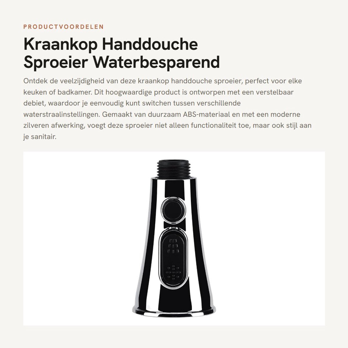 Dailygoods- Handdouche Waterbesparend - Verstelbaar Debiet - ABS Kunststof - Sproeikop - 1 Stuk - 82,2 x 51,8 x 28 mm - Kraansproeier