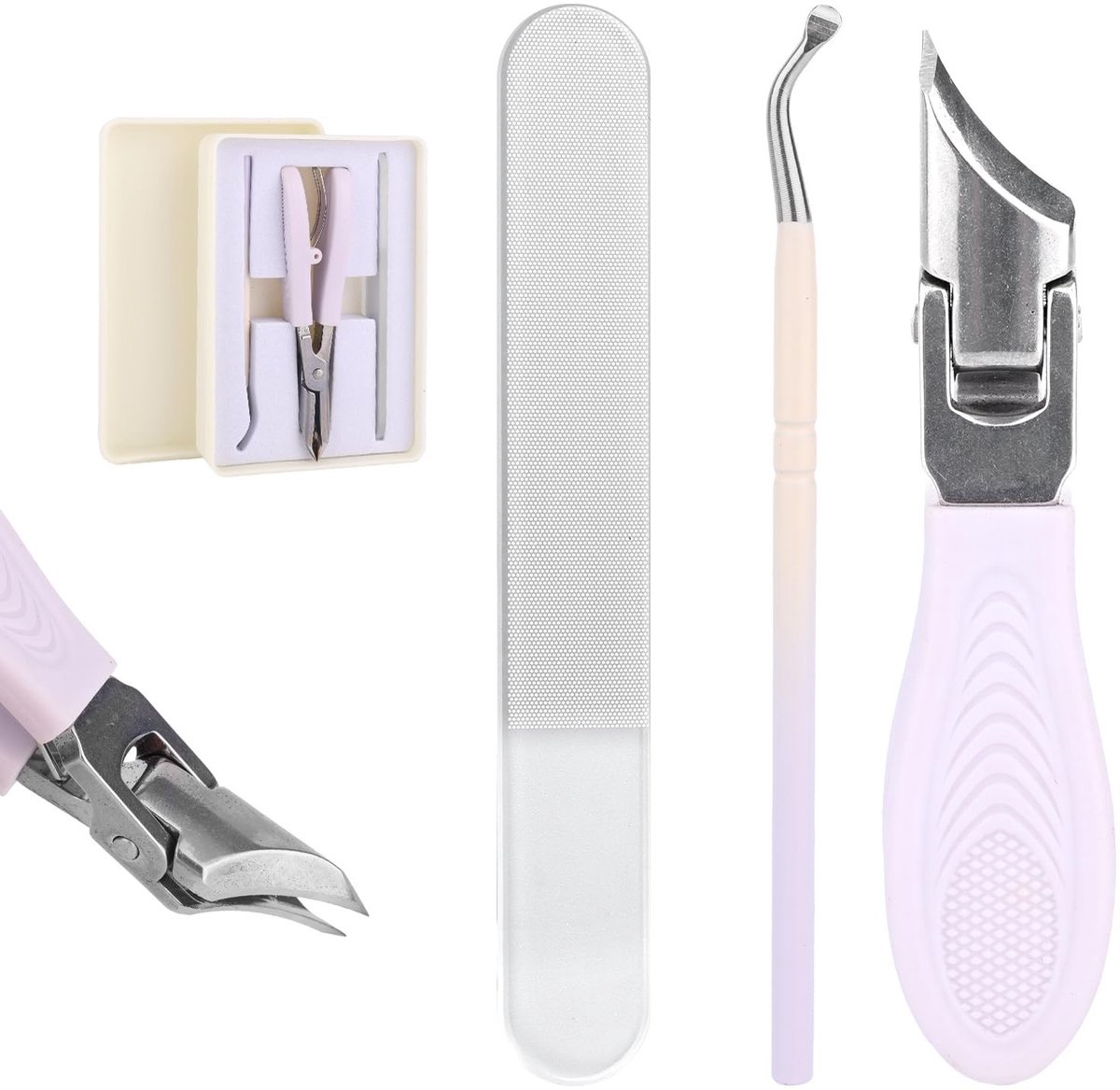 Dailygoods- Nagelknipper Set - Ingroeiende Nagels - Brede Bek - Schuine Afgeschuinde Snijkant - Roestvrij Staal - Inclusief Vijl en Nagelpick - Nageltrimmer