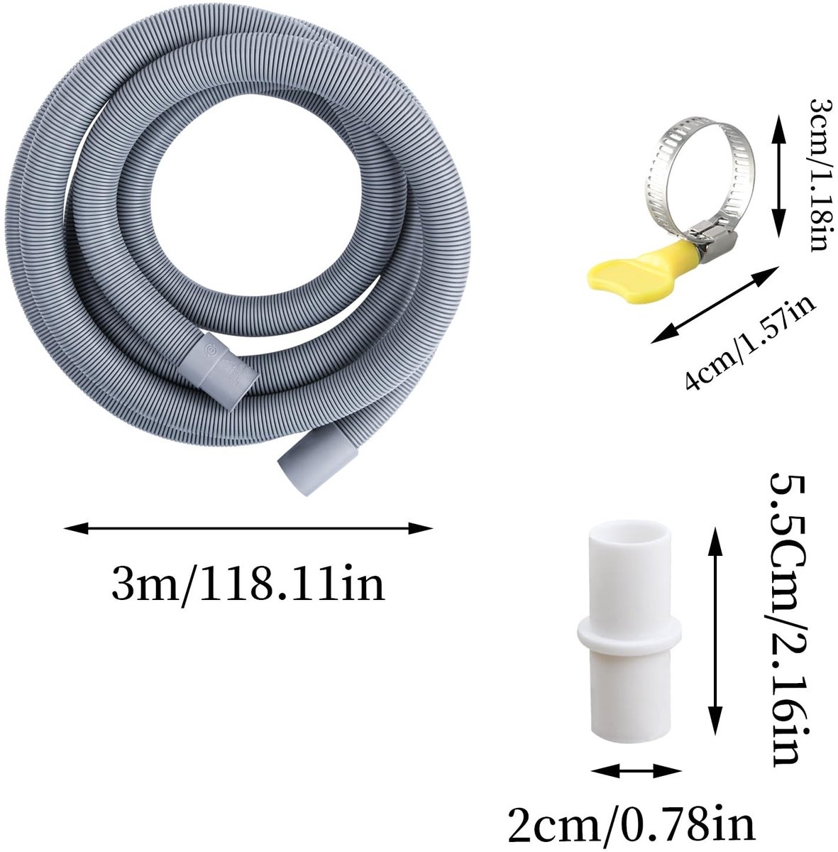 Dailygoods- Afvoerslang 1,5 m - Afvoerslang Vaatwasser - Afvoerslang Wasmachine - Rubber Seal - Versterkte Plastic - Flexibel Ontwerp - Afvoerbuis