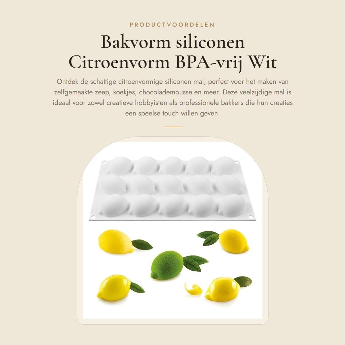 Dailygoods- Bakvorm Citroen - Siliconen Mal - Voor Chocolade/Zeep - Duurzaam - Herbruikbaar - Voedselkwaliteit - Geschikt tot -40°C