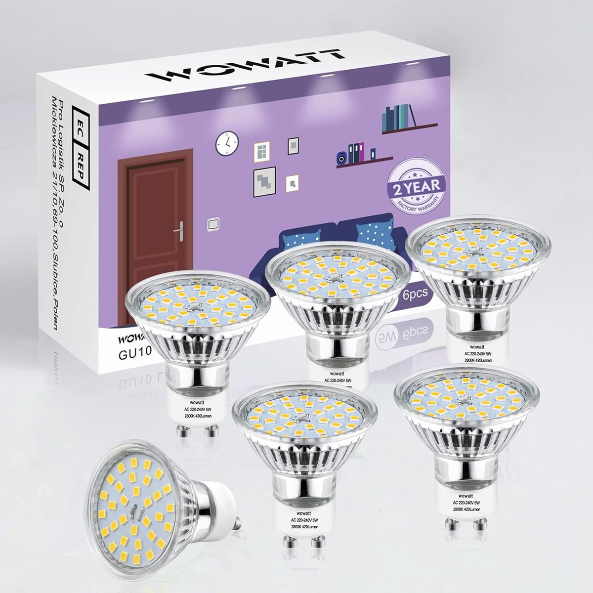 LED Lampen - Spots Gloeilampen - Sfeerverlichting Creëren - Energiebesparend 5W - 6 Stuks - Warm Wit