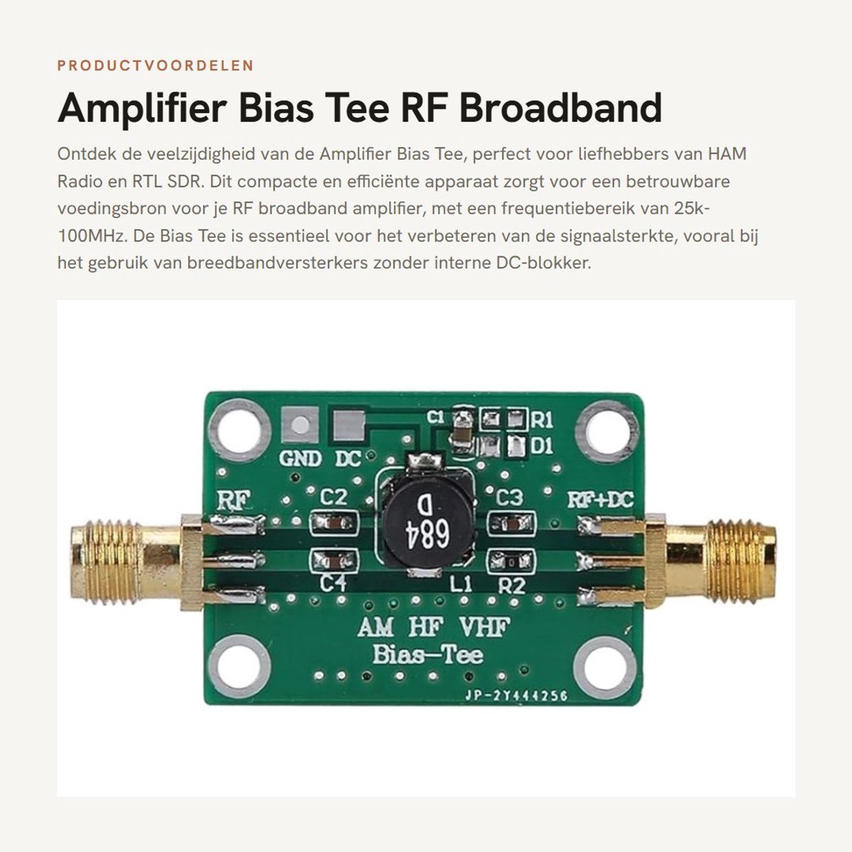 Dailygoods - Amplifier Bias Tee - RF Broadband Amplifier - Compact - Coaxial Feed - 25k-100MHz