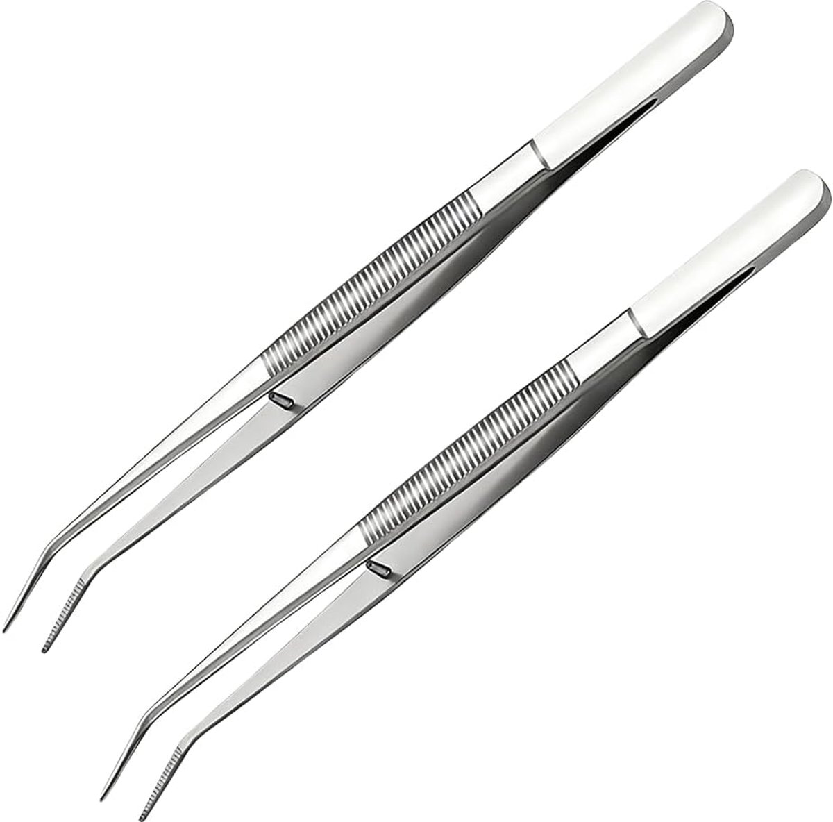 Roestvrijstalen Pincetten - Naaimachine Hulpmiddel - Precisie Werk - Gekartelde Grijpkop - 2 Stuks - Zilver