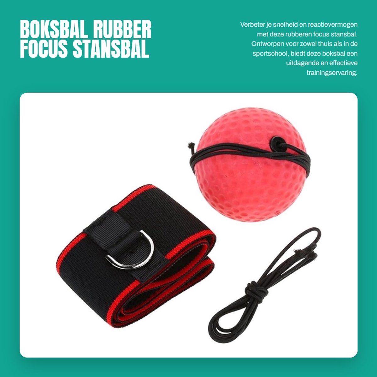 Dailygoods- Boksbal Rubber - Focus Stansbal - Krachttraining - Verstelbare Hoofdband - Duurzaam Materiaal - Geschikt voor Thuis/Gym - Speedbal