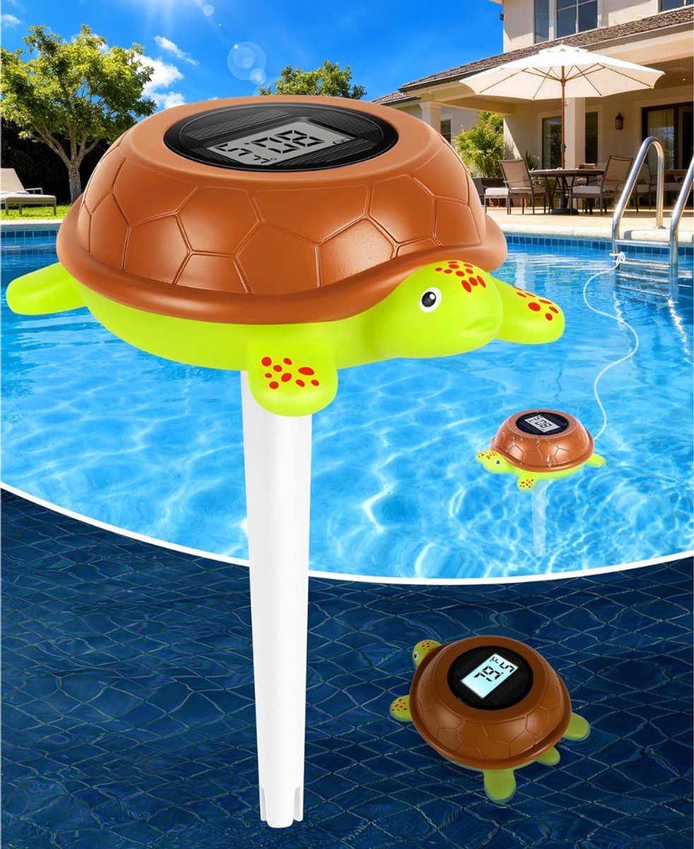 QUOVO® Zwembad Thermometer - Waterthermometer - Zwembad Thermometer Drijvend - Bruin - 14cm x 10cm x 9cm