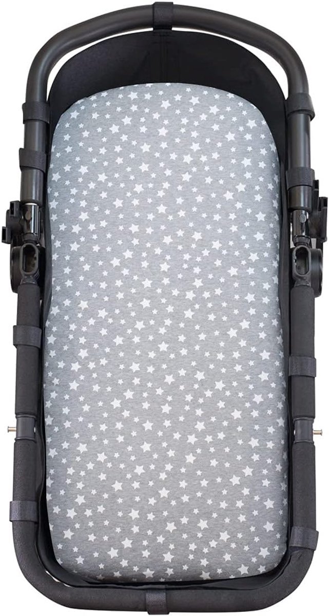 Wieg Laken - Babymatras Hoeslaken - Baby Comfort - Oeko-Tex 100 Certificaat - 75x35 cm - Wit Sterren