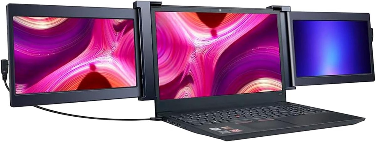 Draagbare Monitor - Extra Scherm - Multitasken - Drievoudig Scherm - 133 Inch - Zwart