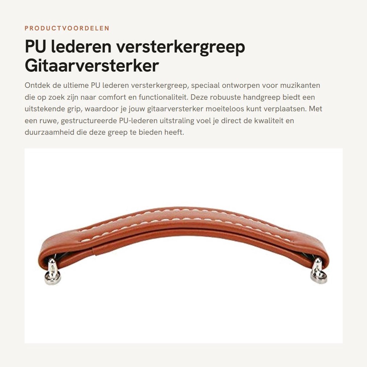 Dailygoods- Versterkergreep Ruw Geweven - PU Lederen Handgreep - Comfortabel - Duurzaam - Hoge Kwaliteit - 4-Gaats Behuizing - Gitaarhandgreep