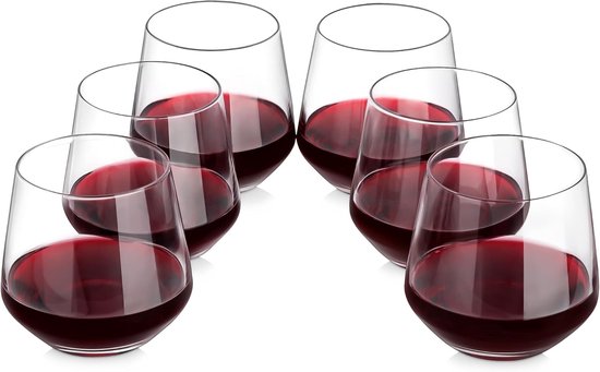 servies 6 stuks Corto Stemless wijnglazen set - Moderne stijl glas drinken glazen rode, witte wijn - 475ml
